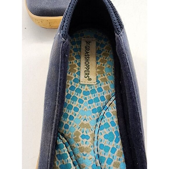 Grasshoppers Women's Ortholite Slip On Wedge Espadrille Shoes Blue/Tan Sz 6.5 M - Picture 9 of 10